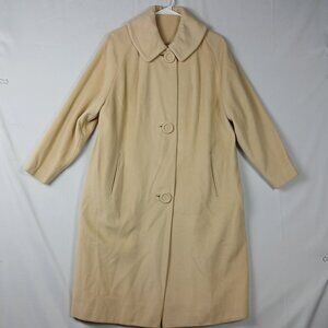 Vintage 40s 50s Beige Oriental 100% Pure Cashmere Swing Coat Big Buttons